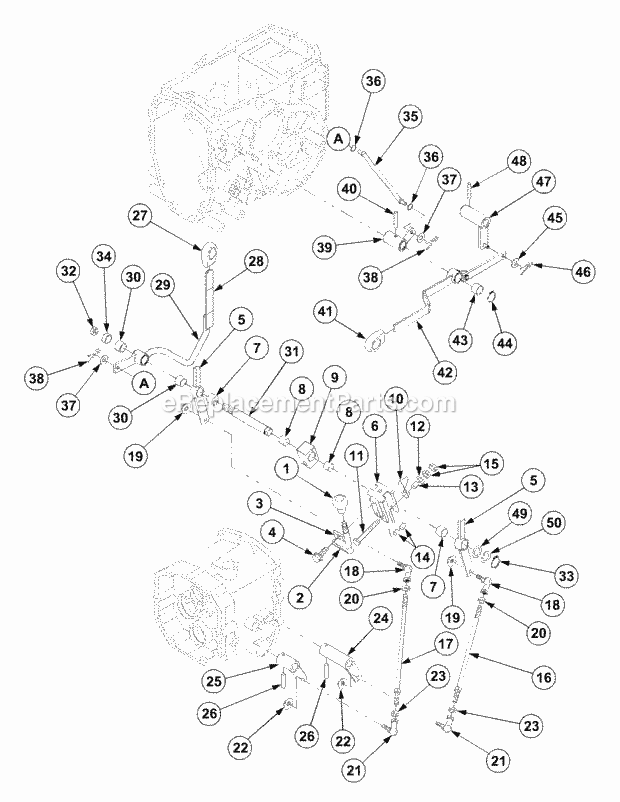 T/M Control (Part 3) Diagram and Parts List for 7532 54AF44G-710, 54AH44G-710, 54AN44G-710 Cub Cadet Lawn Tractor